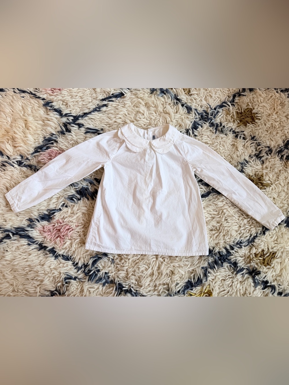 Jacadi Girls White Peter Pan Collar Long Sleeve Blouse